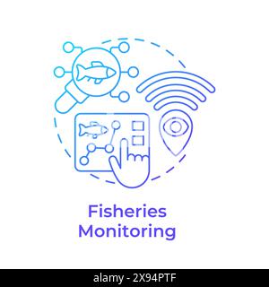Fisheries monitoring blue gradient concept icon Stock Vector