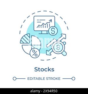 Stocks soft blue concept icon Stock Vector