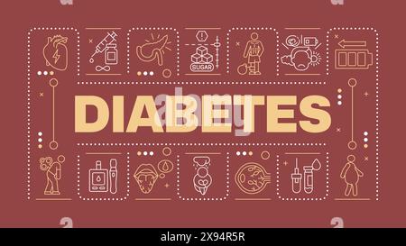 Diabetes dark red word concept Stock Vector