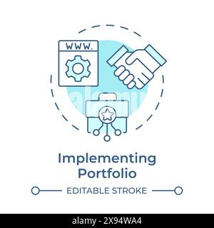Implementing portfolio soft blue concept icon Stock Vector