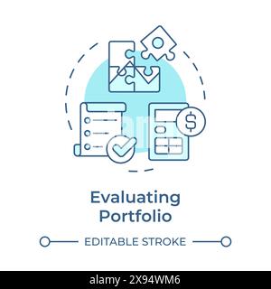 Evaluating portfolio soft blue concept icon Stock Vector