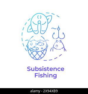 Subsistence fishing blue gradient concept icon Stock Vector