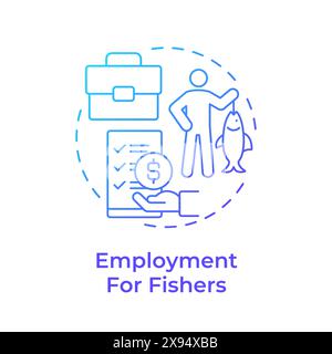 Employment for fishers blue gradient concept icon Stock Vector