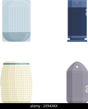 Vector illustration of a collection of contemporary washing machines in multiple styles Stock Vector