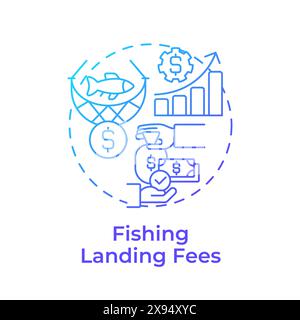 Fishing landing fees blue gradient concept icon Stock Vector