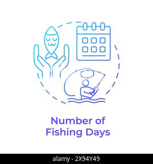 Numbers of fishing days blue gradient concept icon Stock Vector