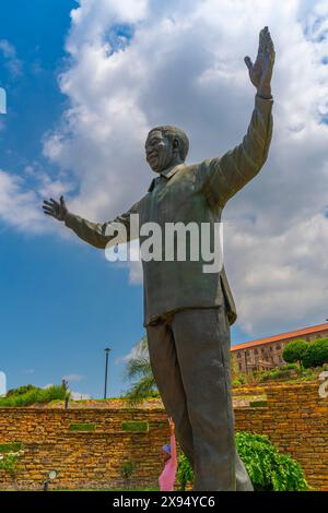 View of Nelson Mandela statue in Union Buildings Gardens, Pretoria Central, Pretoria, South Africa, Africa Stock Photo