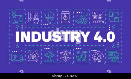 Industry 4 dark blue word concept Stock Vector