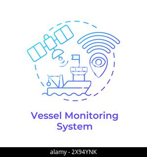 Vessel monitoring system blue gradient concept icon Stock Vector