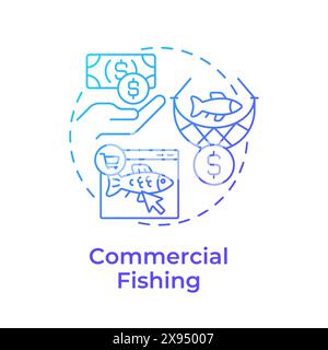 Commercial fishing blue gradient concept icon Stock Vector