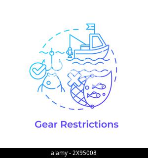 Gear restrictions blue gradient concept icon Stock Vector