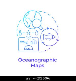 Oceanographic maps blue gradient concept icon Stock Vector
