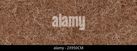 Brown coconut mattress surface. Seamless pattern with pressed tangled fibers. Top view of coir texture. Vector bg Stock Vector