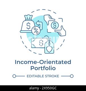 Income-orientated portfolio soft blue concept icon Stock Vector