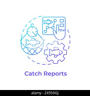 Catch reports blue gradient concept icon Stock Vector