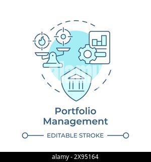 Portfolio management instruments soft blue concept icon Stock Vector