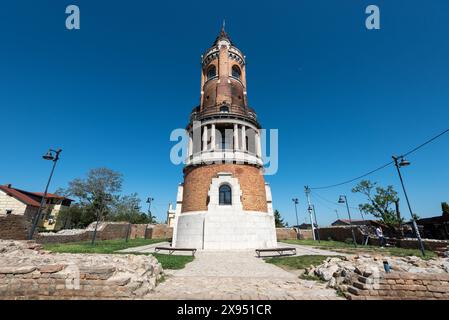 Wide angle image of Gardos tower in the district of Zemun in Belgrade.  April 2024. Stock Photo