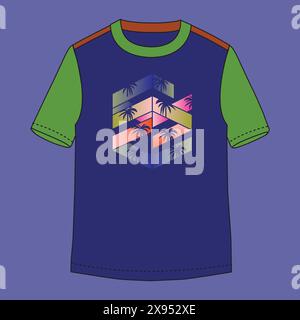 Nice t shirt and vintage tree with angle gradient art design concept Stock Vector