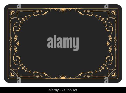 Ornate magic frame, reverse side of tarot cards, border with mystic ornament, astrology pattern banner, vector Stock Vector