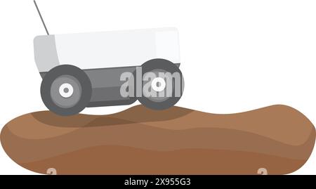 Flat design vector illustration of a mars rover on a martian surface Stock Vector