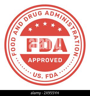 FDA Approved round stamp, Food and Drug Administration seal or emblem, quality symbol, vector Stock Vector
