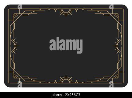 Tarot style frame with decorative border, banner with magic pattern, reverse side of tarot cards with mystic elements, vector Stock Vector
