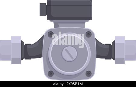 Flat vector graphic of an industrial flange with a centered valve and pipe connectors Stock Vector