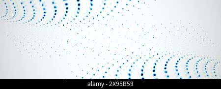 Vector abstract digital technology blue particle dots on white background. Vector illustration futuristic ai technological banner concept Stock Vector
