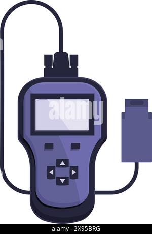 Graphic illustration of a modern digital multimeter with connected probes on a white background Stock Vector