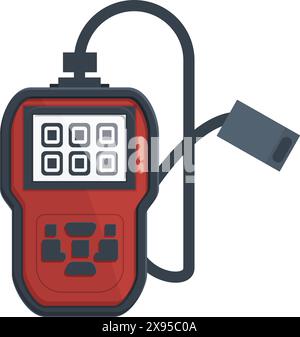 Illustration of a red handheld digital multimeter testing equipment with vector cartoon illustration for electrical diagnostic and repair work in the electronics industry Stock Vector