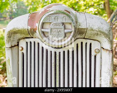 detail image of the badge on a Ford 800 farm tractor Stock Photo
