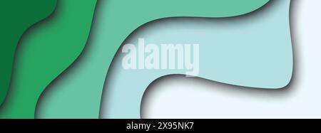 Abstract  Background with Green Paper Cut shapes banner design. Vector illustration. Stock Vector