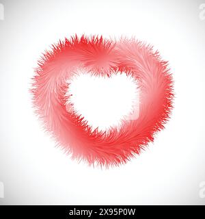 Red heart with fur effect. Symbol of Love. Vector illustration. Stock Vector