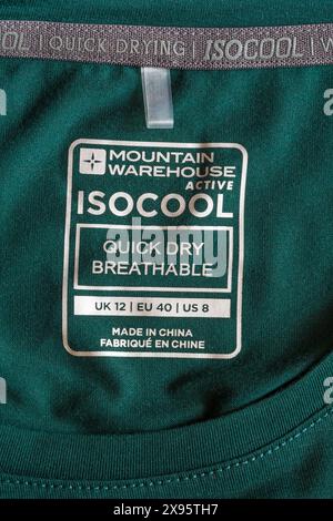 Mountain Warehouse label - made in China label in woman's trousers from ...