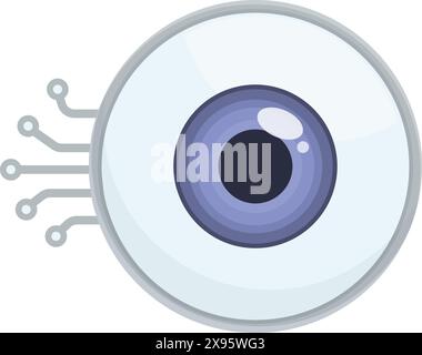 Futuristic digital eye surveillance technology concept illustration with circuit board, cyber artificial intelligence, security vision monitoring Stock Vector