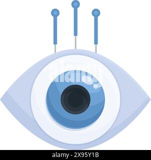 Futuristic digital eye surveillance technology illustration with abstract cyber data protection concept and artificial intelligence vision in blue vector graphic design for online monitoring and priva Stock Vector