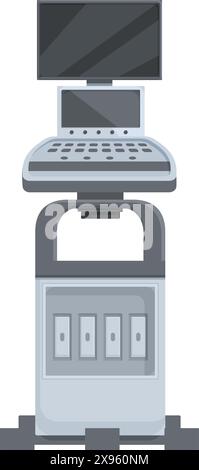 Vector illustration of a sleek, contemporary selfservice kiosk with a touchscreen display Stock Vector
