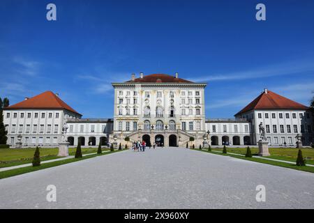 The Nymphenburg Palace ( Palace of the Nymphs) and gardens in Munich's western district Neuhausen-Nymphenburg, in Bavaria, southern Germany. Stock Photo