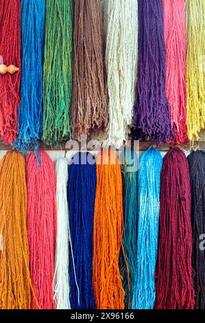 Turkey, Istanbul, Turkish Carpets, local hand made wool carpets. Natural wool yarn. Stock Photo