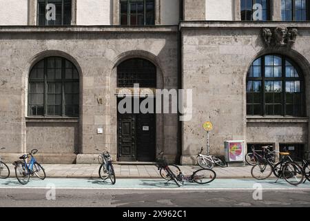 Munich, Germany - May 19, 2024. Entrance of TUM - Technical University of Munich main campus building on Gabelsbergerstrasse, Munich, Germany. Stock Photo