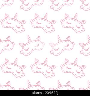 Sleeping mask with unicorn horn seamless pattern Stock Vector