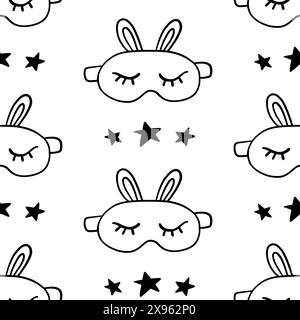 Sleeping mask with unicorn horn seamless pattern Stock Vector