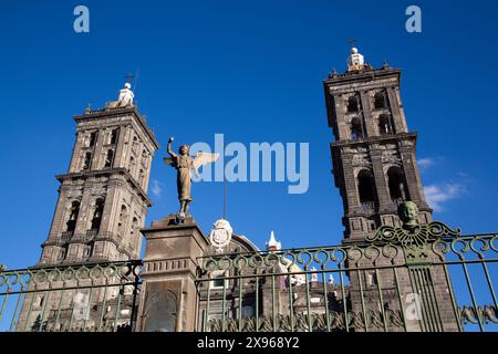 Angel Figures, Cathedral of Our Lady of the Immaculate Conception, 1649, Historic Center, UNESCO World Heritage Site, Puebla, Puebla State, Mexico Stock Photo