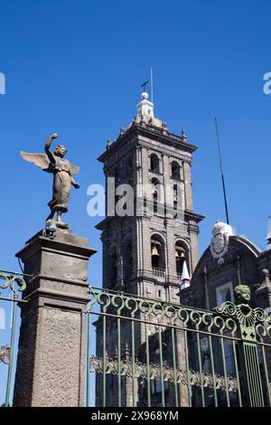 Angel Figures, Cathedral of Our Lady of the Immaculate Conception, 1649, Historic Center, UNESCO World Heritage Site, Puebla, Puebla State, Mexico Stock Photo