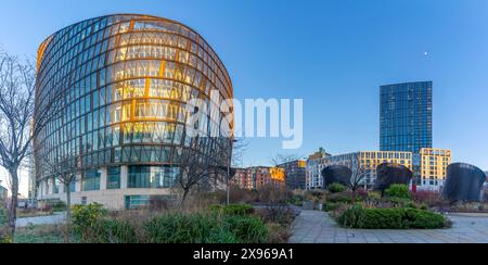 View of contemporary Co-op building in Angel Square, Manchester, Lancashire, England, United Kingdom, Europe Stock Photo