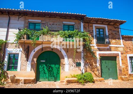 Facade of traditional house. Castrillo de los Polvazares, Leon province, Castilla Leon, Spain. Stock Photo
