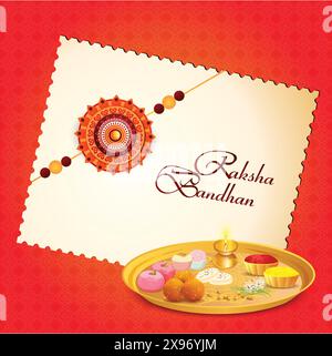 Raksha Bandhan festival poster with aarti thali Stock Vector