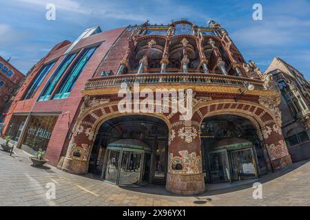 Exterior of the Palace of Catalan Music, designed in the Catalan modernista style, built 1905-1908, Barcelona, Spain Stock Photo