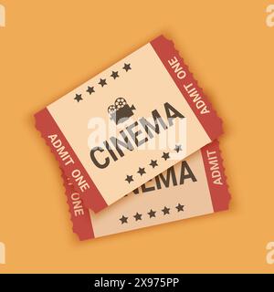 Retro vintage cinema tickets. Cinema tickets template. Vector illustration in flat style Stock Vector