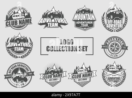 Adventure Vector Logo Set – Perfect for Outdoor Gear Brands, Travel Agencies, Adventure Sports, and Nature-Themed Projects Stock Vector